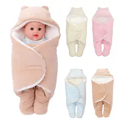 Новое креативное однотонное зимнее теплое мягкое переносное Пеленальное Одеяло-кокон спальный мешок для новорожденных