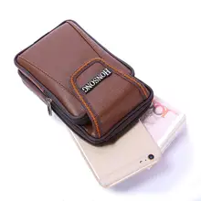 Мужская кожаная поясная сумка на пояс с петлей на молнии с несколькими карманами для телефона