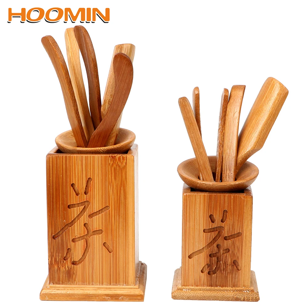 

HOOMIN 7pcs/set Kung Fu Tea Sets Bamboo Handmade Clip Strainer Tea Tools Set Vintage Puer Knife Spoon Tea Ceremony Utensils