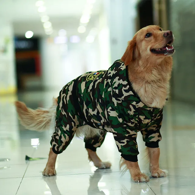 Camouflage Dog Clothes Winter Warm Chic jumpsuit Hoodie Golden