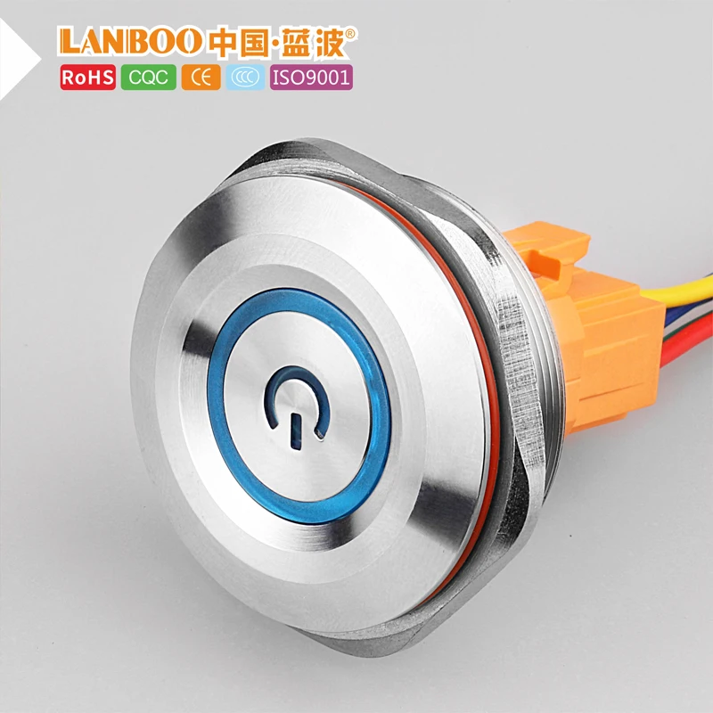 

40mm 12 volt self locking push pull button switch with 3v led