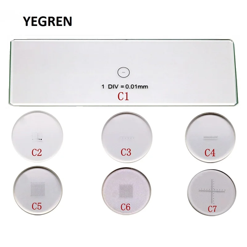

C1-C7 6 Pieces Eyepiece Micrometer 1 Piece Stage Objective Calibration Slide for Biological Microscope 23.2 mm Ocular