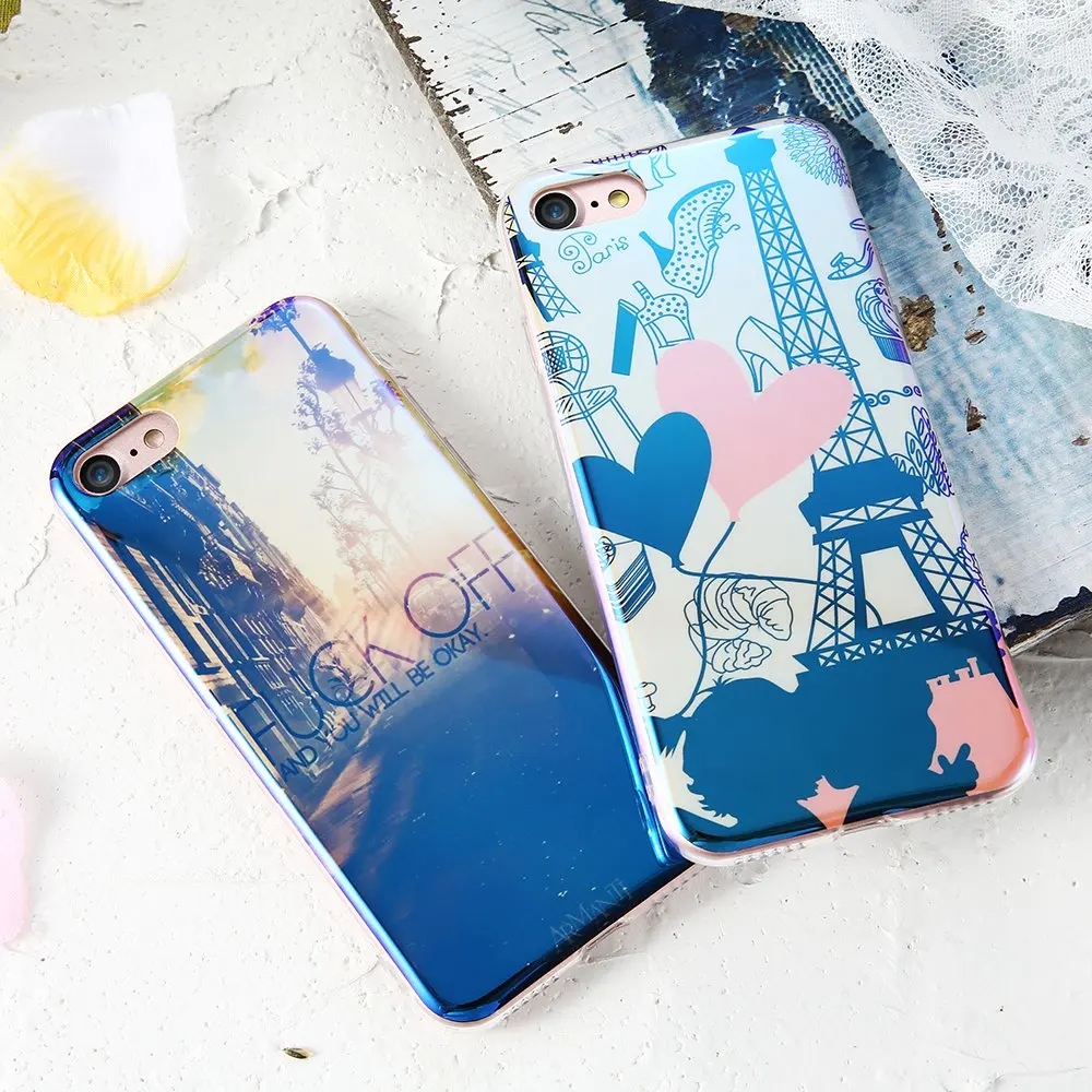 KISSCASE Cute Soft TPU Case For iPhone 5s 5 SE 6s 6 7 8 Blue Ray Patterned Back Cover Cases Plus Capa |