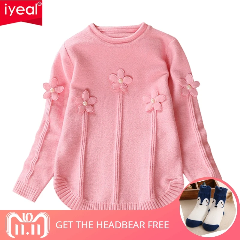 

IYEAL 2018 New Baby Children Clothing Girls Candy Color Knitted Cardigan Sweater Kids Spring Autumn Cotton Outerwear for 3-7Year
