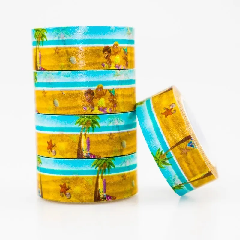 

Sunny Beach Pattern Washi masking tape sticky color decorative tape set DIY decoration office stationery scrapbook 1PCS