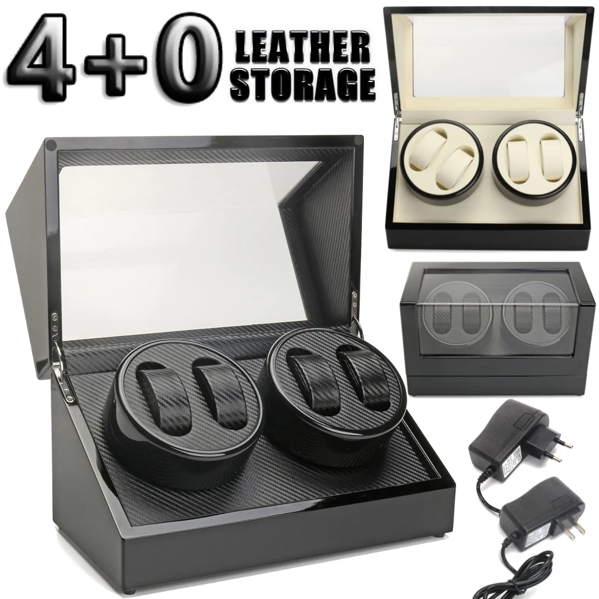

Auto Wooden Watch Winder Watch Storage Box Winder Case Transparent Cover Wristwatch Box Single/Double Head Motor with US/EU Plug
