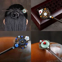 BYSPT синий цветок резной головной убор для невест китайские старинные шпильки шаг встряхнуть Свадебные украшения для волос аксессуары