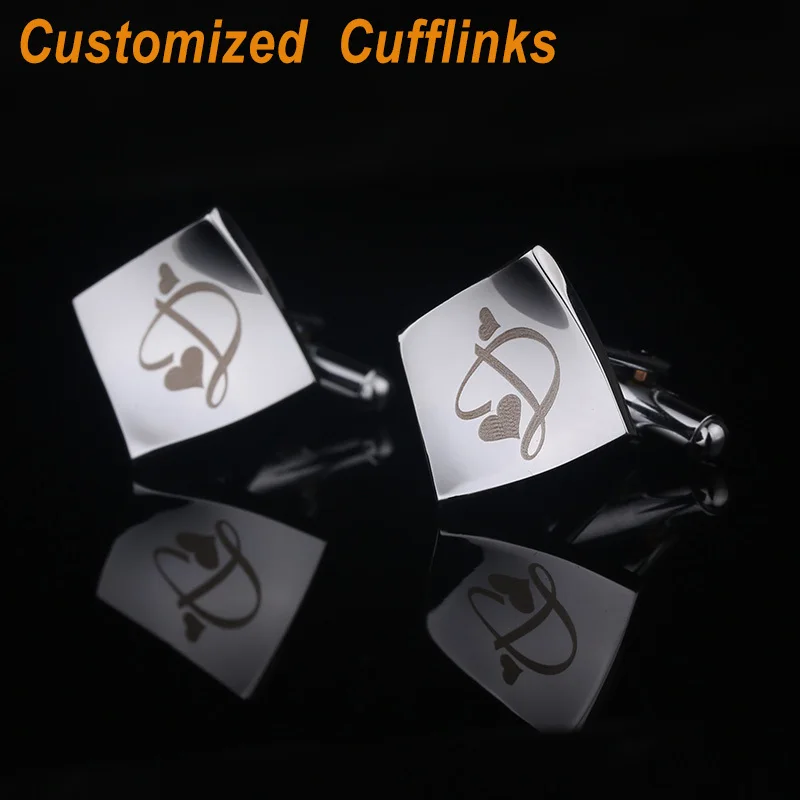 

Qi Qi Wu Personalized Name Cufflinks Wedding Groom Gifts Business Party Men Customized Engraved Initial cuff links Mens Jewelry