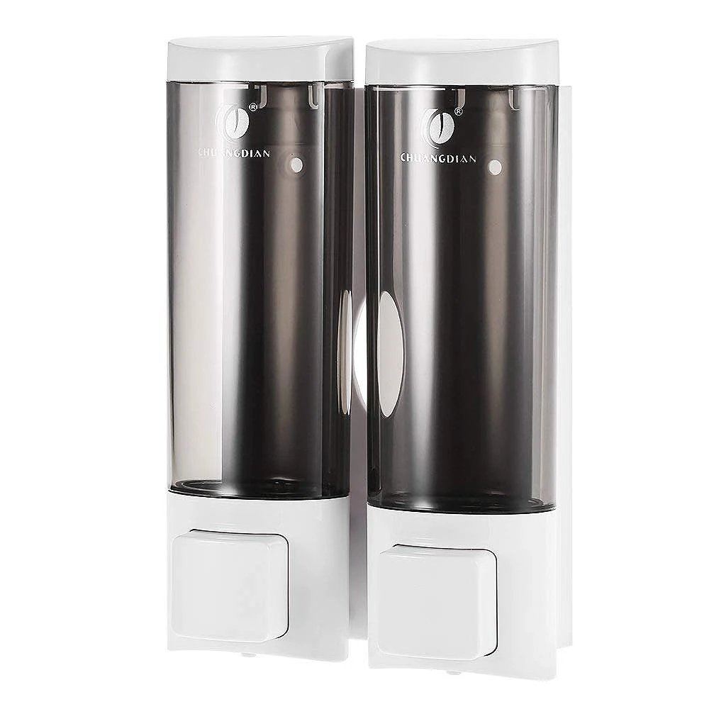 

Chuangdian Wall Mount Manual Soap Dispenser Double Liquid Shampoo Shower Gel Dispenser