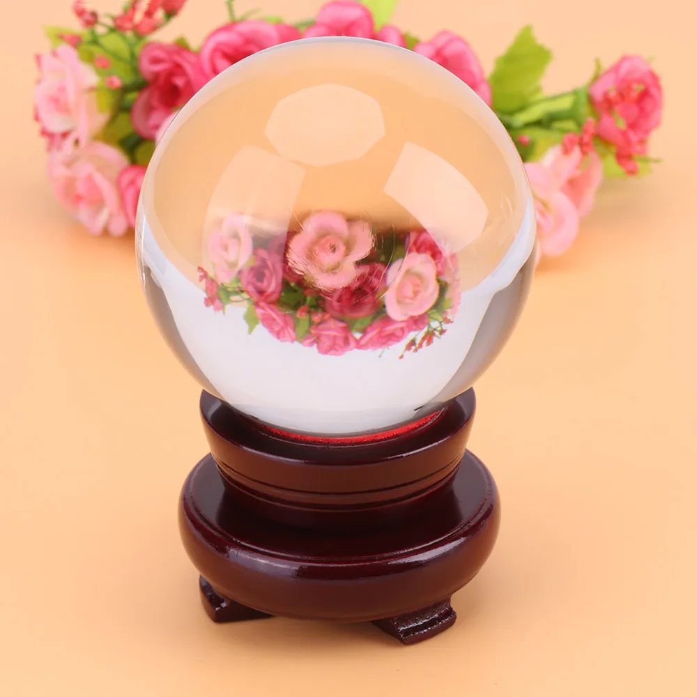 Китайский стиль фэн шуй хрустальный шар искусственный кварц прозрачная сфера для подарков украшение дома стенд 70 мм 80 мм 100 мм