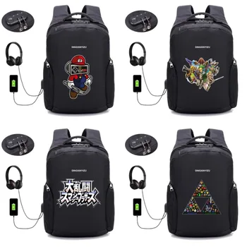 

Hot anime super smash bros backpack student book bag Anti-theft Travel Backpack USB Charging men women Laptop backpack 10 style