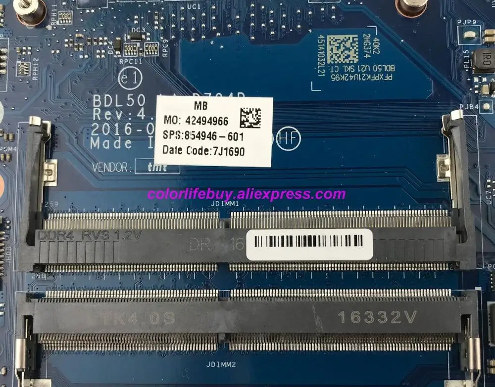 حقيقية 854946-601 854946-001 UMA w i3-6100U CPU LA-D704P اللوحة المحمول اللوحة الأم ل HP 15-AY سلسلة الكمبيوتر الدفتري