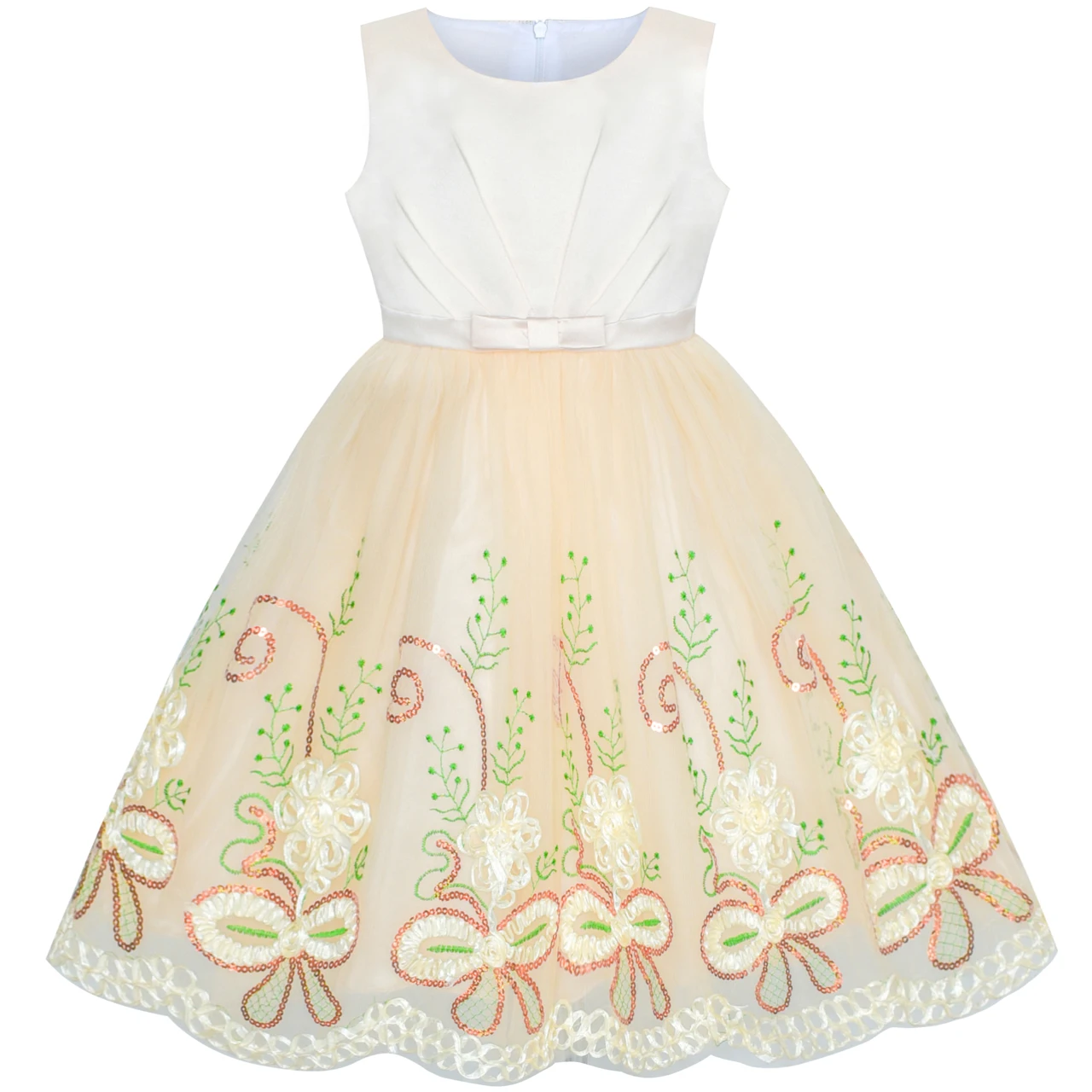 Sunny Fashion платья для девочек новогодние костюмы Цветок Девушка Платье шампанское