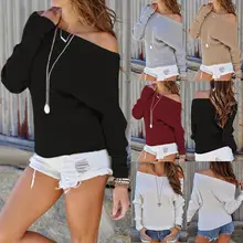 Hirigin осенний популярный женский Повседневный Свободный вязаный свитер с длинным рукавом и открытыми плечами, топы, кардиган, верхняя одежда, пальто, топы