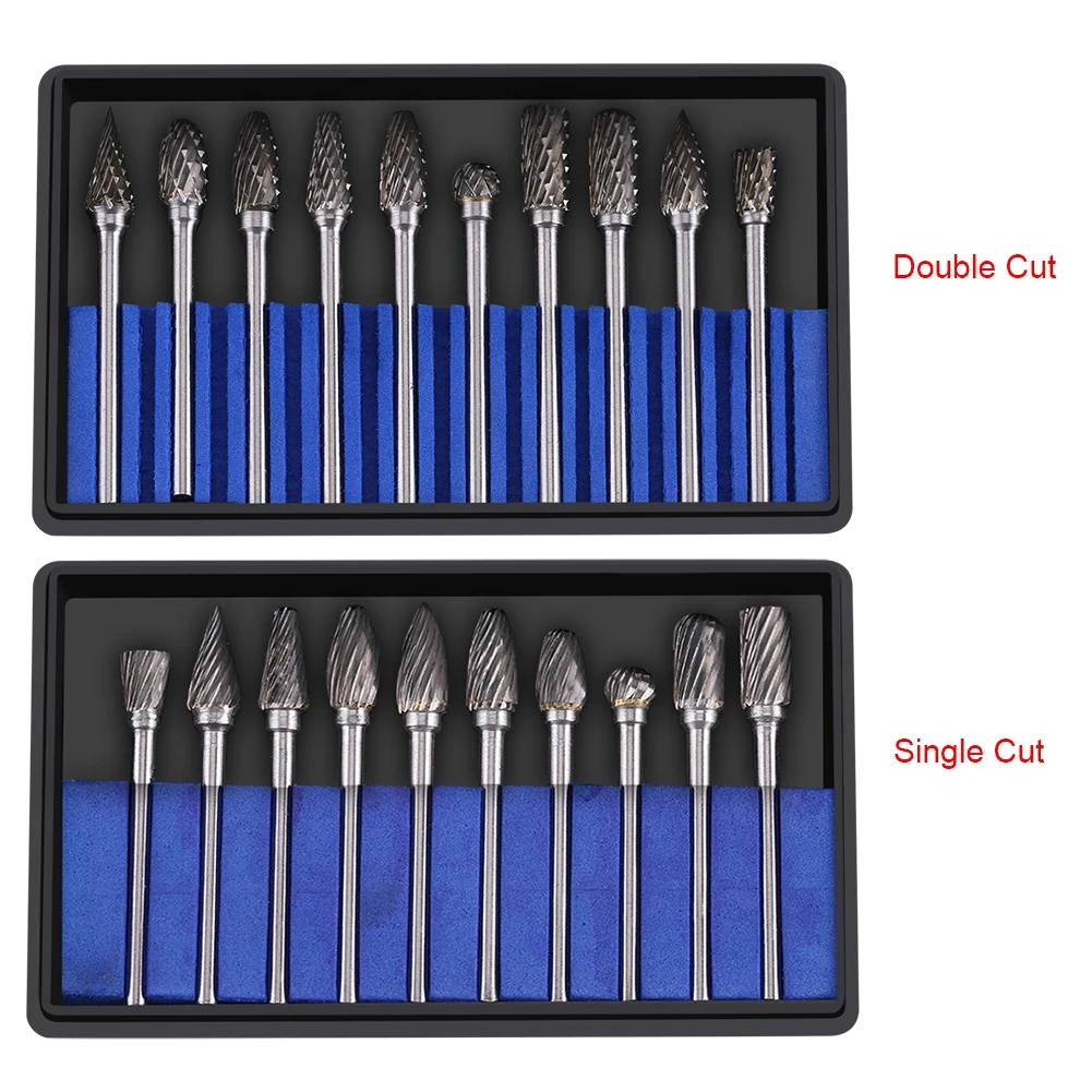 

10pcs Tungsten Carbide Steel Files Burr Set 3mm Shank 6mm Cutting Diameter pneumatic Powered Tools 022