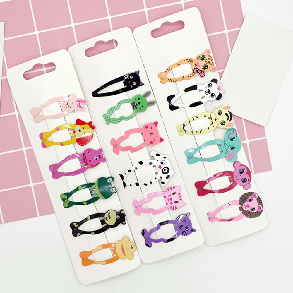

6-9PCS Cute Cartoon Animal Snap Hair Clips Girls Children's Lovely Dog Rabbit Cat Hairpins BB Clips Hair Accessories Headwear