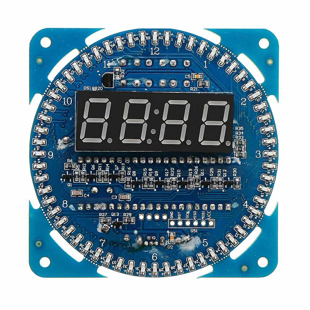

5V DS1302 Rotating LED Display DIY Electronic Alarm Clock Module Temperature Display USB Powered