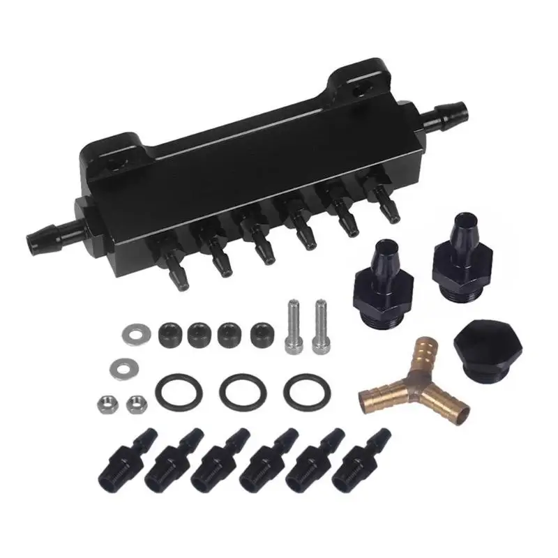 

VODOOL Car Accessories 6 Port 1/8 NPT Aluminum Turbo Wastegate Boost Vacuum Intake Manifold Black Car Turbo Chargers Parts