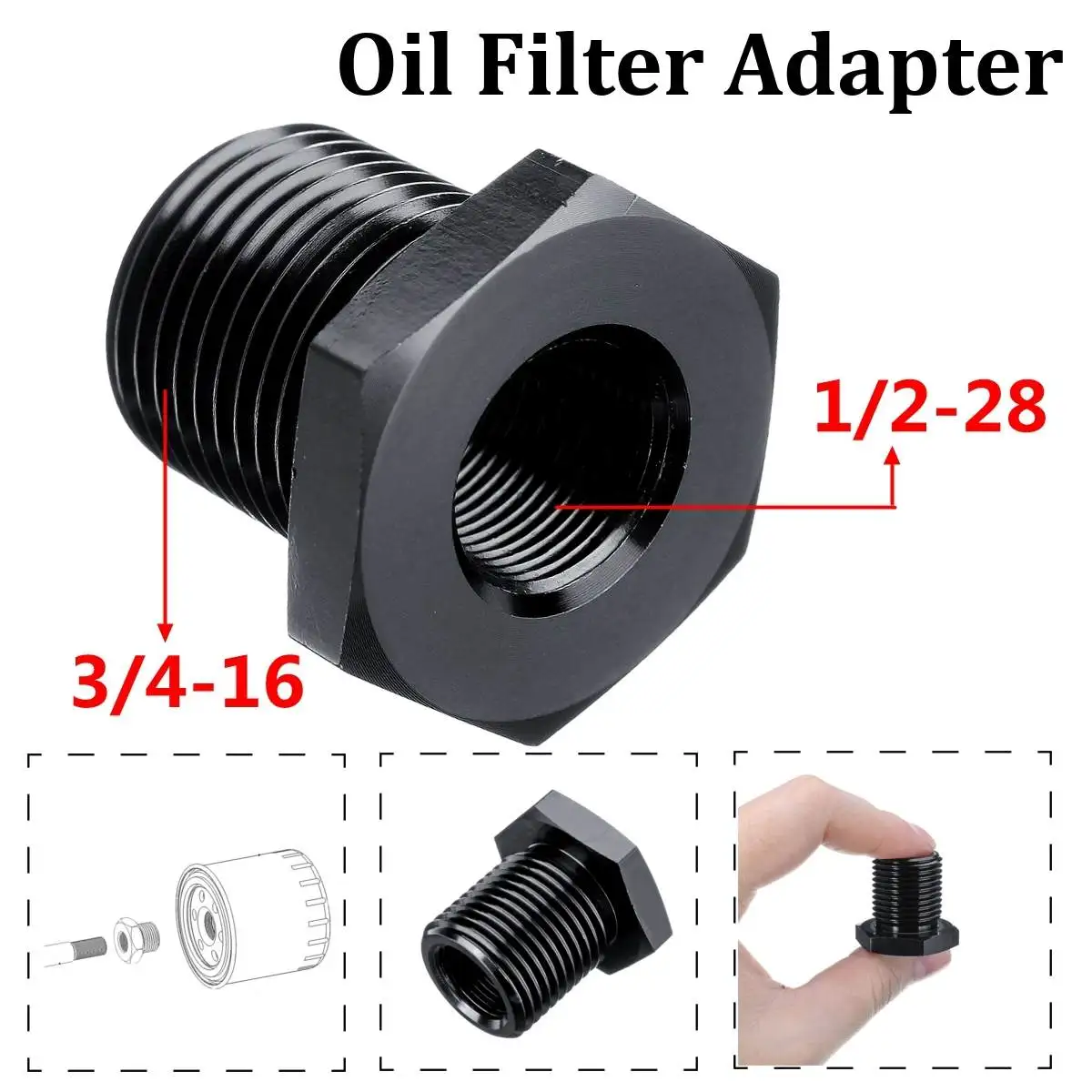 1pc/2pcs For NAPA 4003 for WIX24003 Black Oil Filter Adapter 1/2 28 to