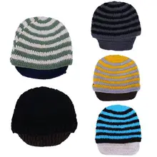 Теплая осенне-зимняя вязаная шапка шерстяная шапка женская мужская полосатая шапка ручной работы