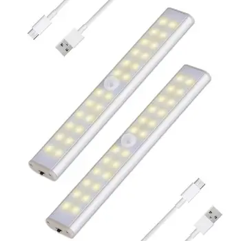 

2.5W ABS Rechargeable Kitchen Cabinet Closet Wardrobe LED Light Motion Sensor Dimmable Strip Bar Lamp Lighting with Magnet