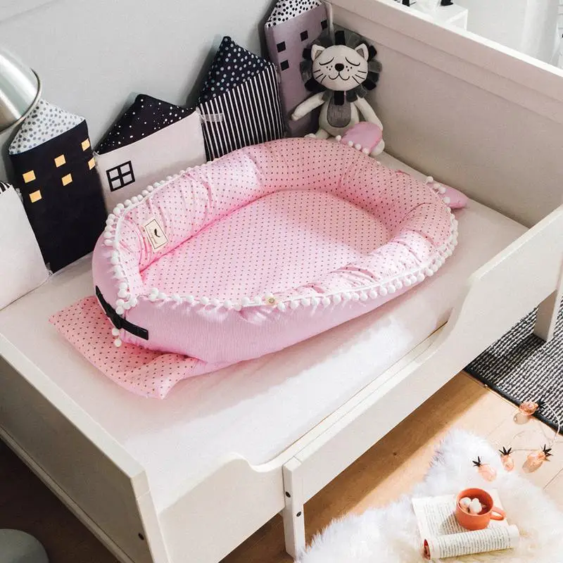 Атласное детское гнездо с мультяшным принтом бионическая кровать складные съемные моющиеся портативная детская кроватка