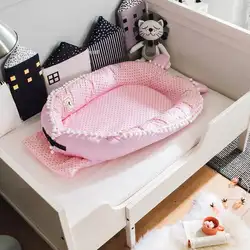 Атласное детское гнездо с мультяшным принтом бионическая кровать складные съемные моющиеся портативная детская кроватка