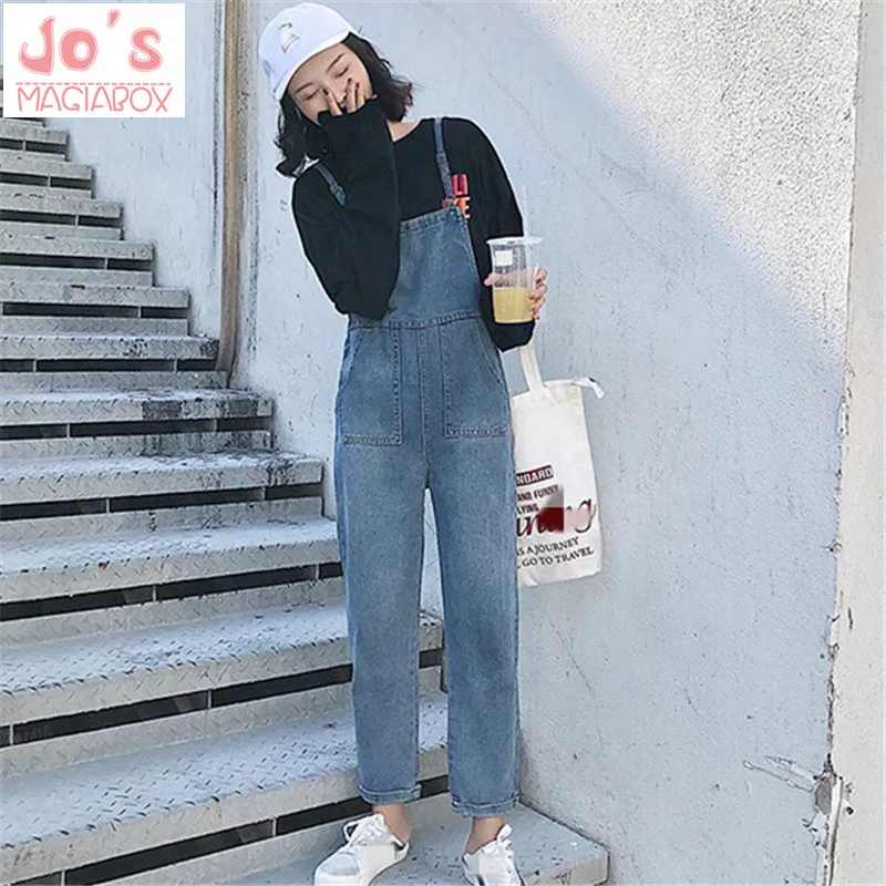 

2019 Rompers Womens Jumpsuit Denim Overalls Solid Vintage Ankle-Length Jeans Loose Sleeveless Slim Jeans Pants With Pockets