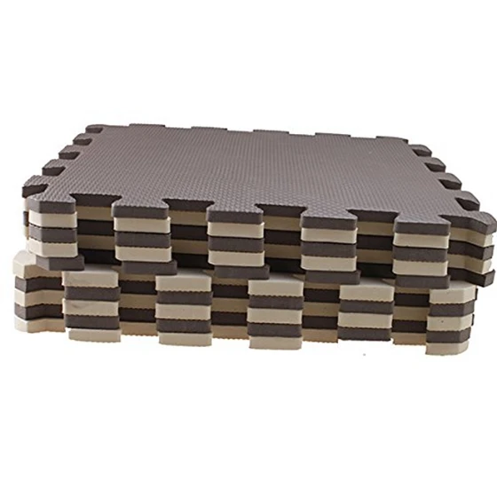 

Hot sale-10 Piece Eva Foam Puzzle Exercise Mat Interlocking Floor Tiles Brown+beige