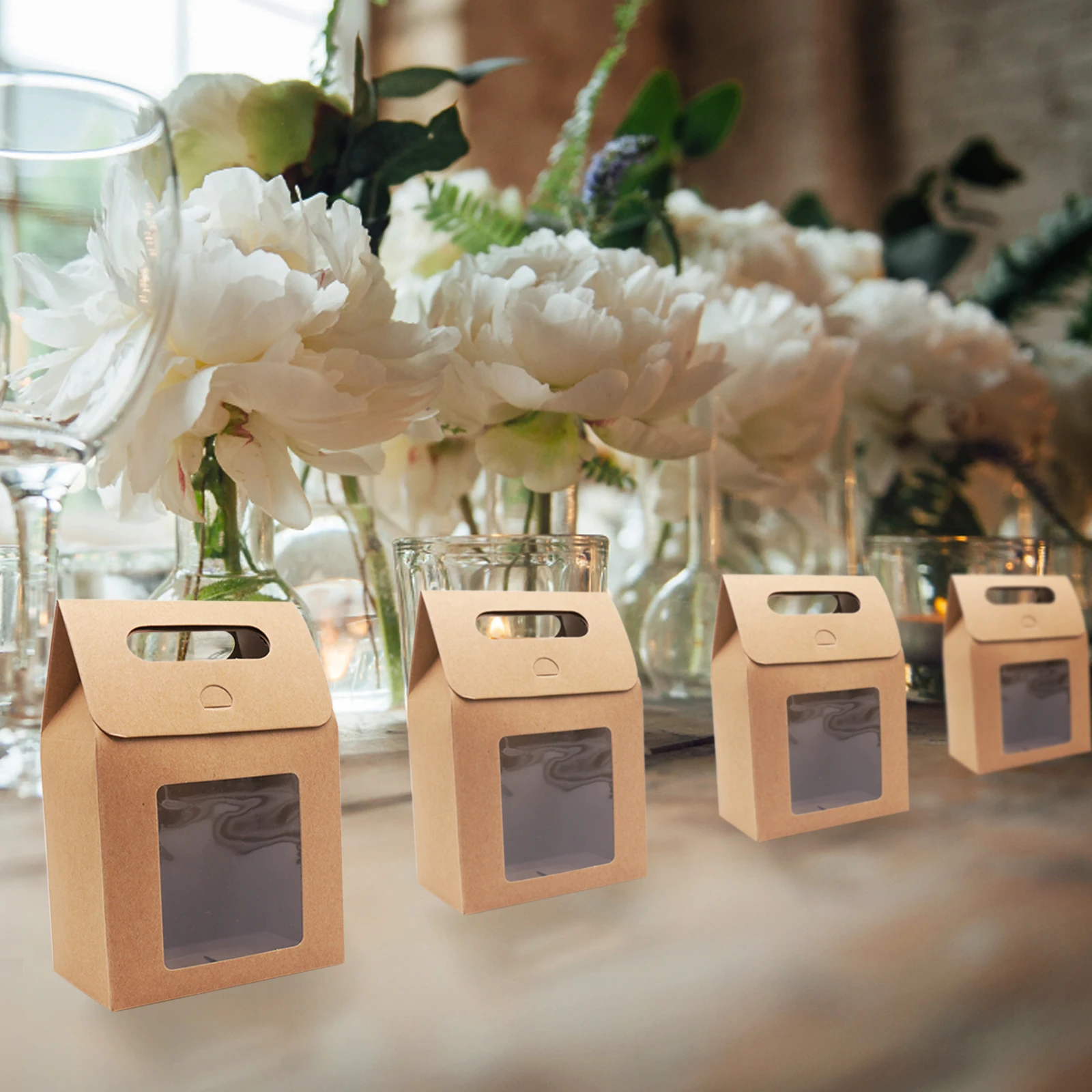 

12pcs/lot Kraft Paper Bag Blank Popcorn Bag Candy Box Christmas Goodie Bags Printed Paper Treat Bags Paper Wedding Decoration