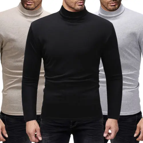 Autumn Winter Warm Turtleneck Sweater Men Fashion Solid Knitted Mens Sweaters 2018 Casual Male Double Collar Slim Fit Pullover
