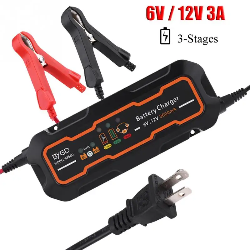 

6V/12V 3A Automatic Smart Battery Charger for Car Vehicle Truck Motorcycle Boat AGM GEL Auto Replacement Parts