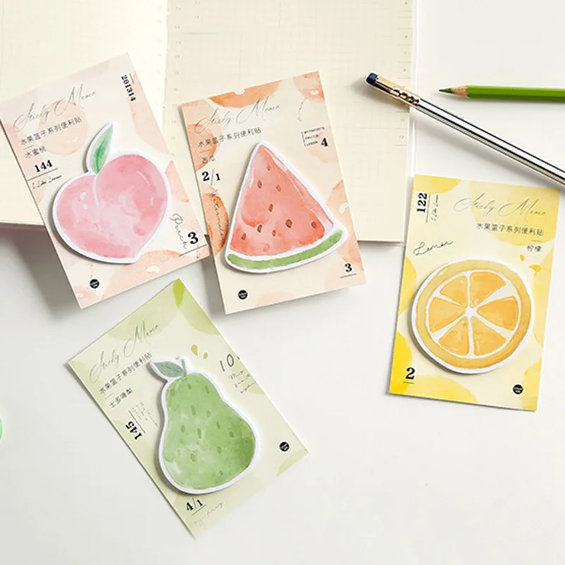 

30Sheets Kawaii Memo Pads Creative Peach Watermelon cute Fruit Sticky Notes For Kids Gifts School Office Supplies Stationery