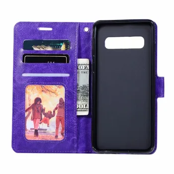 

10pcs/lot Crazy Horse Stand Leather PU+TPU Cover Case With Card slot for Samsung Galaxy S10 / S10e Lite / S10 Plus
