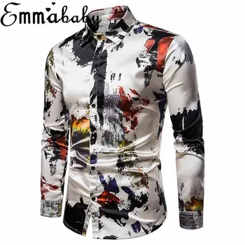 

Trendy Style Men's Luxury Slim Fit Colorful Floral Print Shirt Long Sleeve Dress Shirts Casual Tops Plus Size XXL