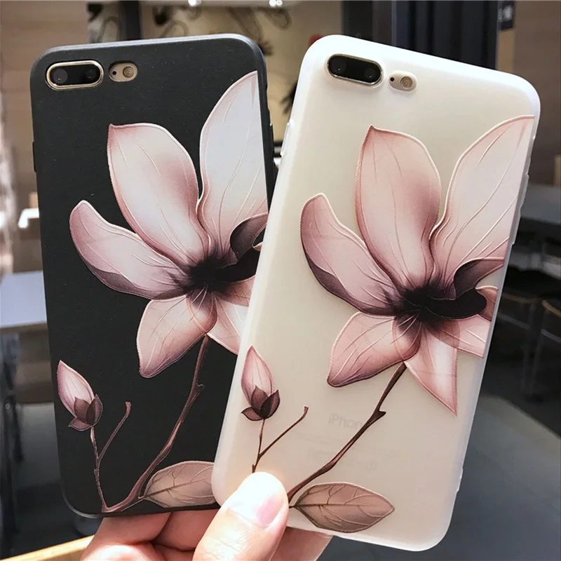 

LOVECOM Emboss Lotus Flowers Case For iPhone XS Max XR XS 6 6S 7 8 Plus 5 5S SE TPU Soft Retro Flora Phone Back Cover Cases