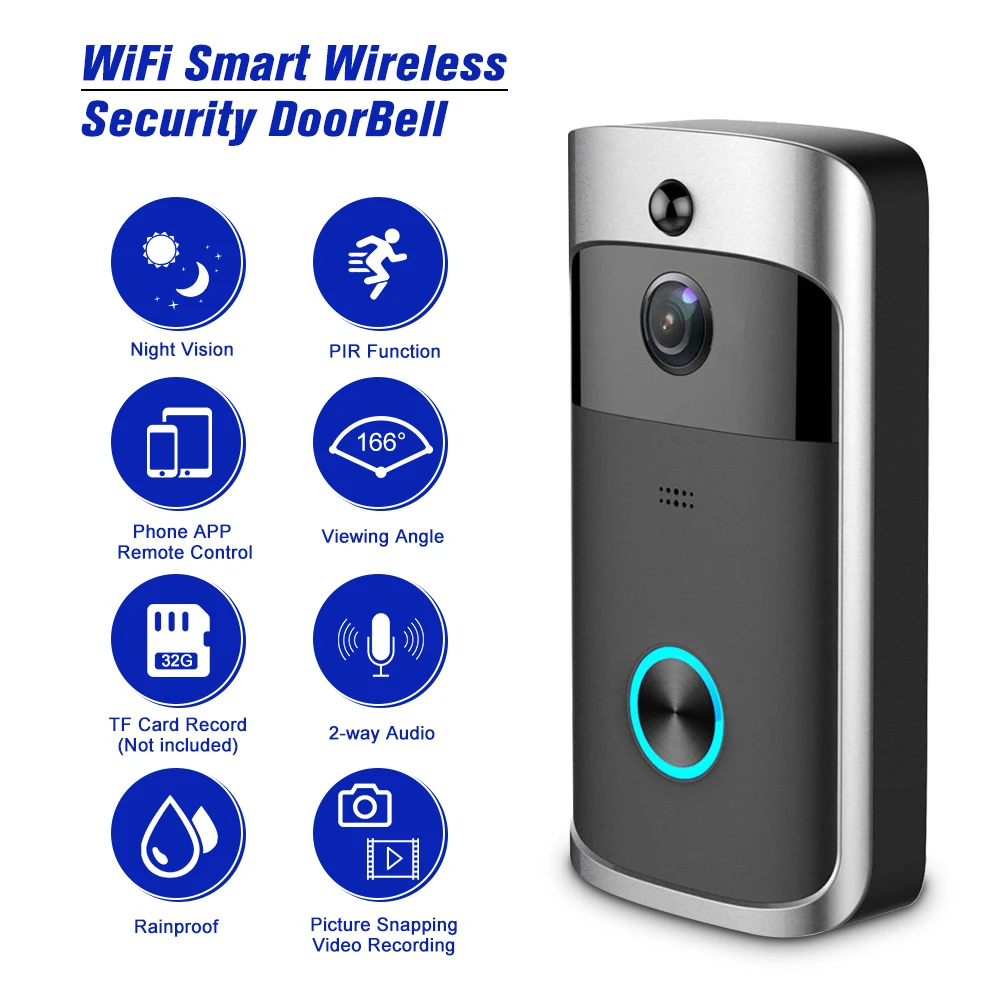 

WiFi Smart Wireless Security DoorBell Smart HD 720P/1080P Visual Intercom Recording Video Door Phone Remote Home Monitoring