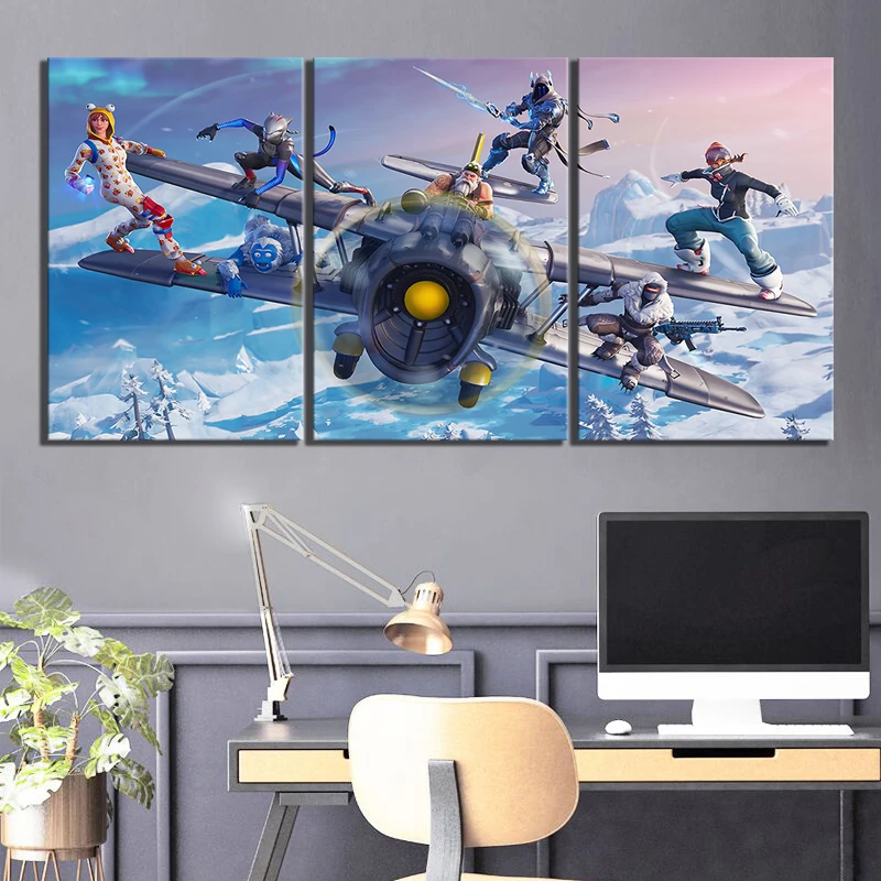 

3 Piece Fortnight Battle Royale Map Video Game Poster Fort Pictures Landscape Wall Art for Living Room Decor Canvas Wholesale
