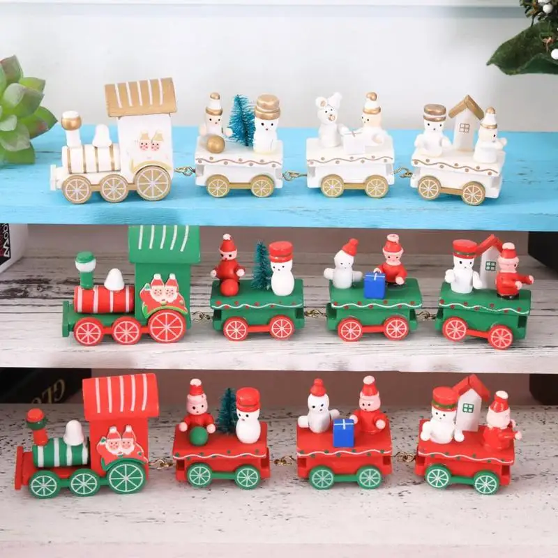 Симпатичные деревянные мини-поезд игрушки Рождество Home Decor Новый Год Вечерние орнамент Дети Рождество подарок на день рождения