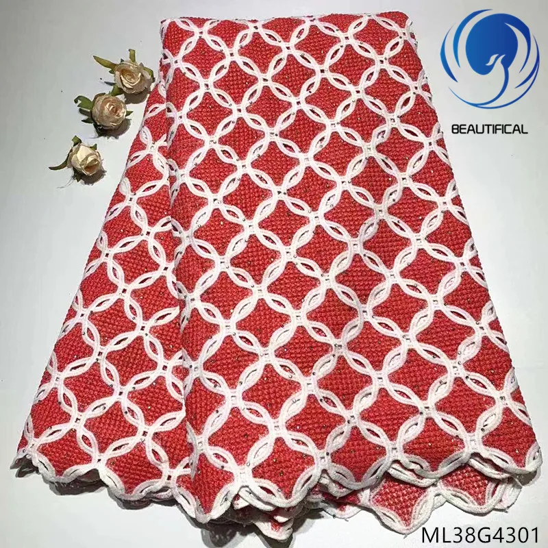 

BEAUTIFICAL lace embroidered fabric african guipure fabric cord guipure lace 5yards fashion pattern 2019 arrival ML38G43