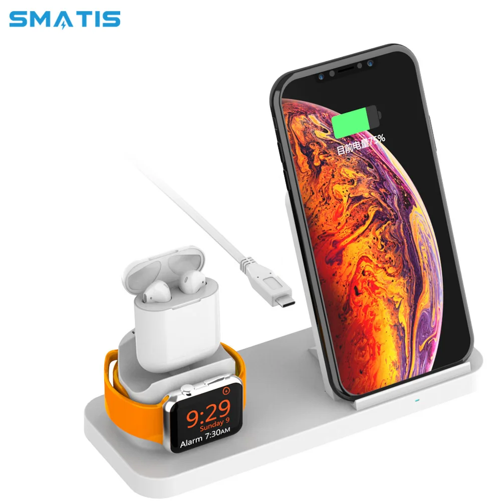 

3 in 1 Multifunctional Wireless Charger for Apple Watch 4 3 2 iPhone X XR XS MAX Fast Charging Dock Pad for Samsung Galaxy S9 S8