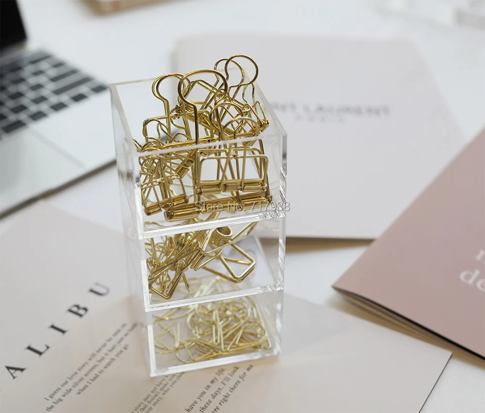 

Acrylic 3 Tier Paper Clips Holder desktop Desktop stationery by Draymond Story