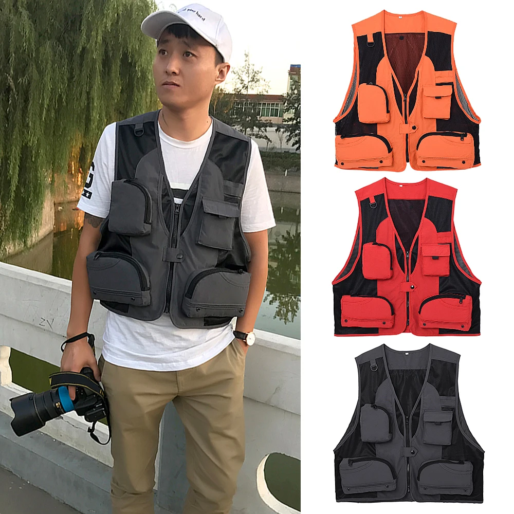 

Outdoor Fishing Vest Multi-pockets Hunting Photography Hiking Climbing Fishing Vest Waistcoat Sleeveless Mesh Fishing Jacket