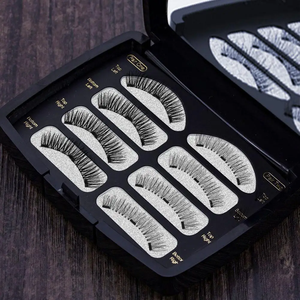 8pcs 3D Magnetic Eyelashes Mink Lash Full Strip Lashes False Eyelash With Tweezers Double Magnet Fake Lash