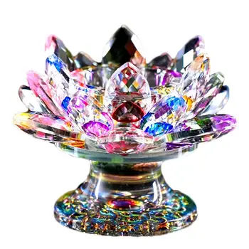 

High-end Crystal Lotus Candle Holder Home Decoration Accessories 5 Color Optional Romantic Wedding Candlestick Buddhist Supplies