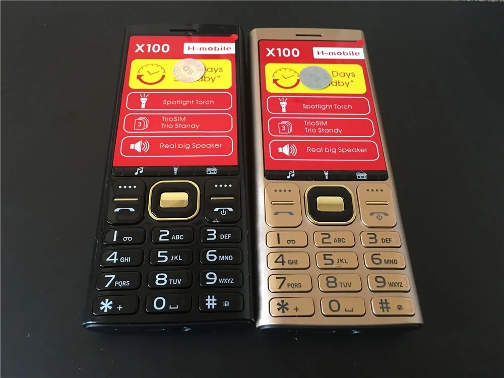 2019 новый оригинальный H Mobile X100 телефон три sim карты Bluetooth фонарик MP3 MP4 FM камера Whatsapp