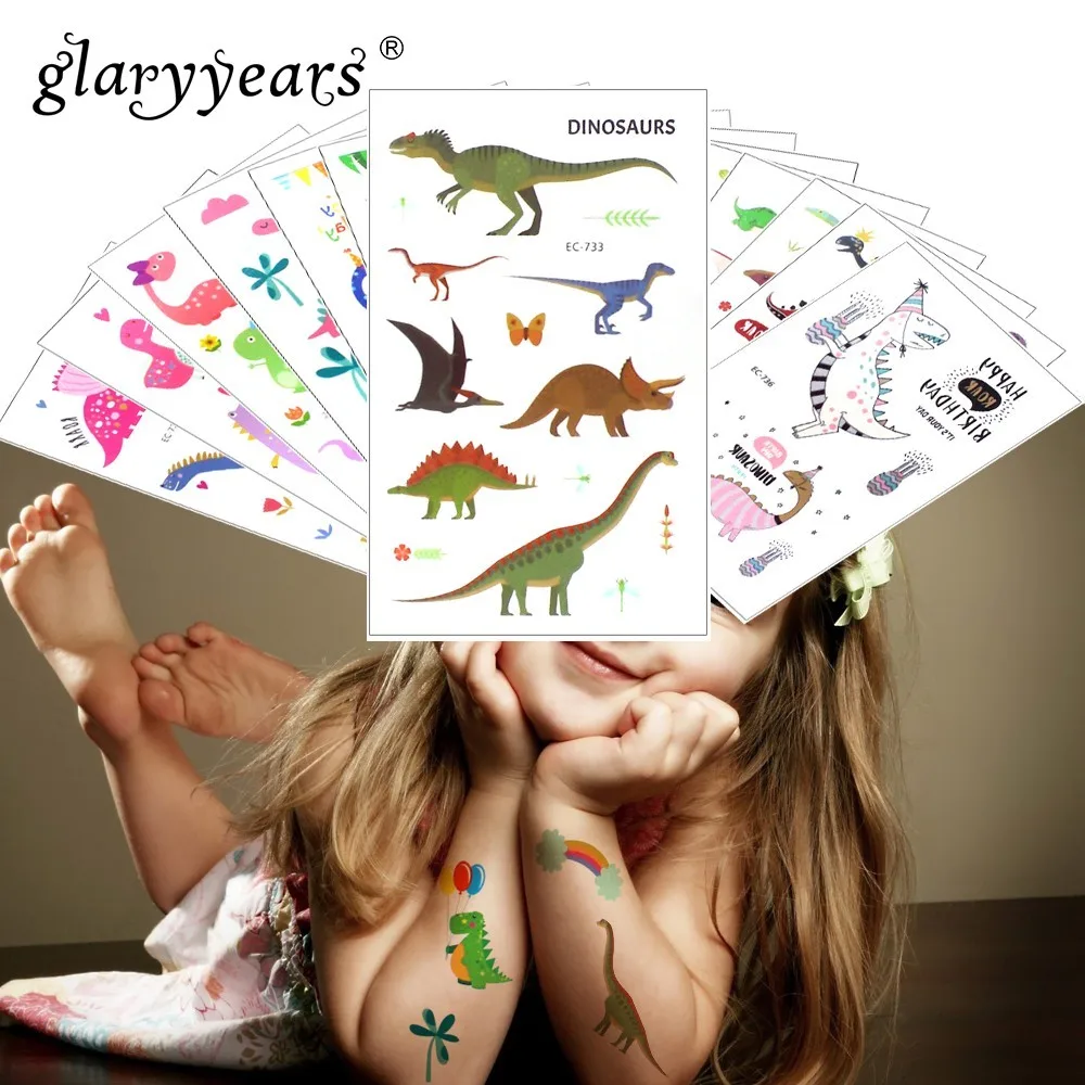 Glaryyears 1 ورقة الوشم المؤقت ملصقا الملونة وهمية الوشم ديناصور فلاش تاتو للماء صغيرة الجسم الفن الطفل 16 تصاميم Glaryyears 1 ورقة الوشم المؤقت ملصقا الملونة وهمية الوشم ديناصور فلاش تاتو للماء صغيرة الجسم الفن الطفل 16 تصاميم