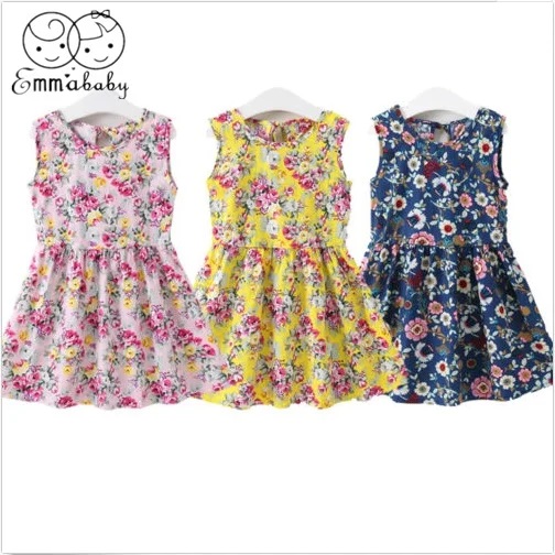 

2019 Brand New Toddler Kids Baby Girls Floral Dress Princess Party Summer Sleeveless Dress Hot
