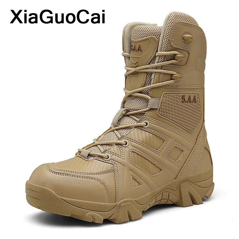 

Tactical Army Military Men Ankle Boots Spring Autumn High Top Mn Shoes Plus Size Antiskid Desert Boots High Quality Footwear