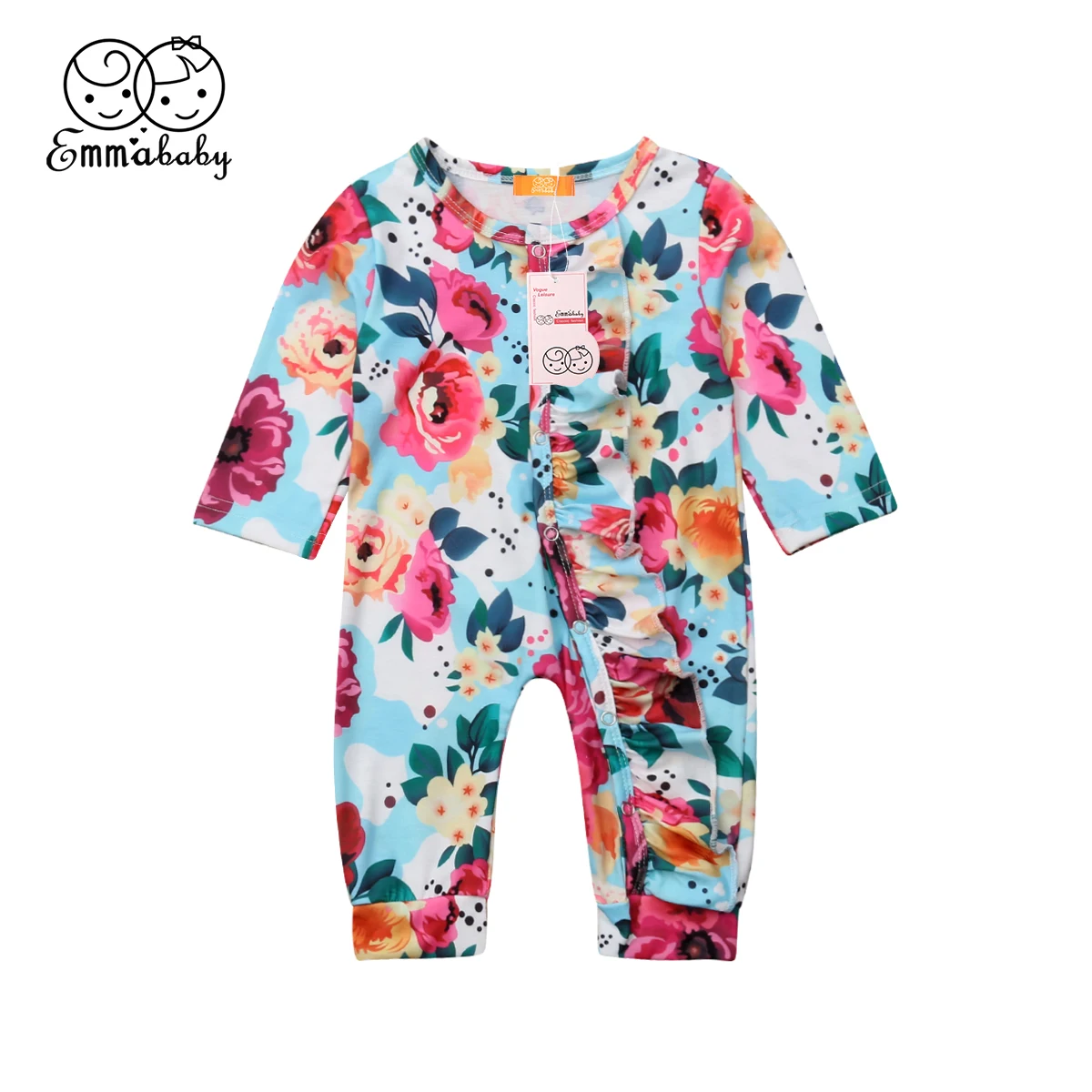 

2018 Newborn Kid Baby Girl Floral Clothes Jumpsuit Long Sleeve Romper Playsuit Outfit Size 0-24M